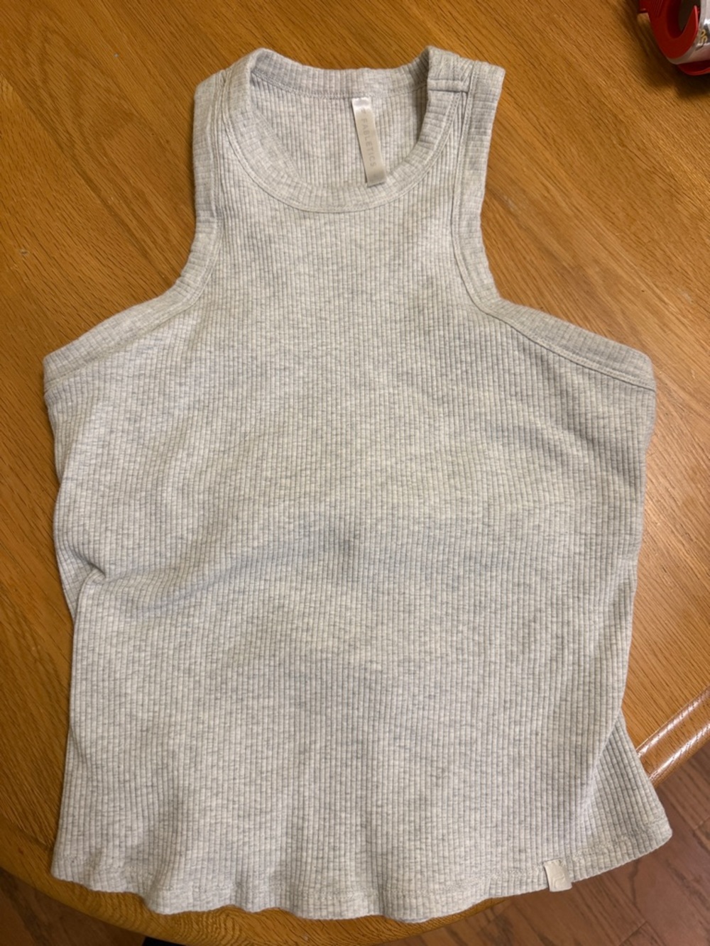 Fabletics Light Gray Ribbed High-Neck Tank